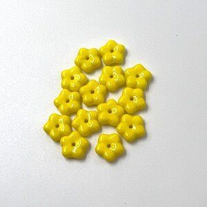 Flower Spacer Bead Glass Yellow Jewelry Five Petals